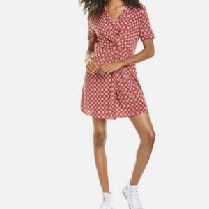 Sandro Red Geometric Print Silk Mini Dress Size 4